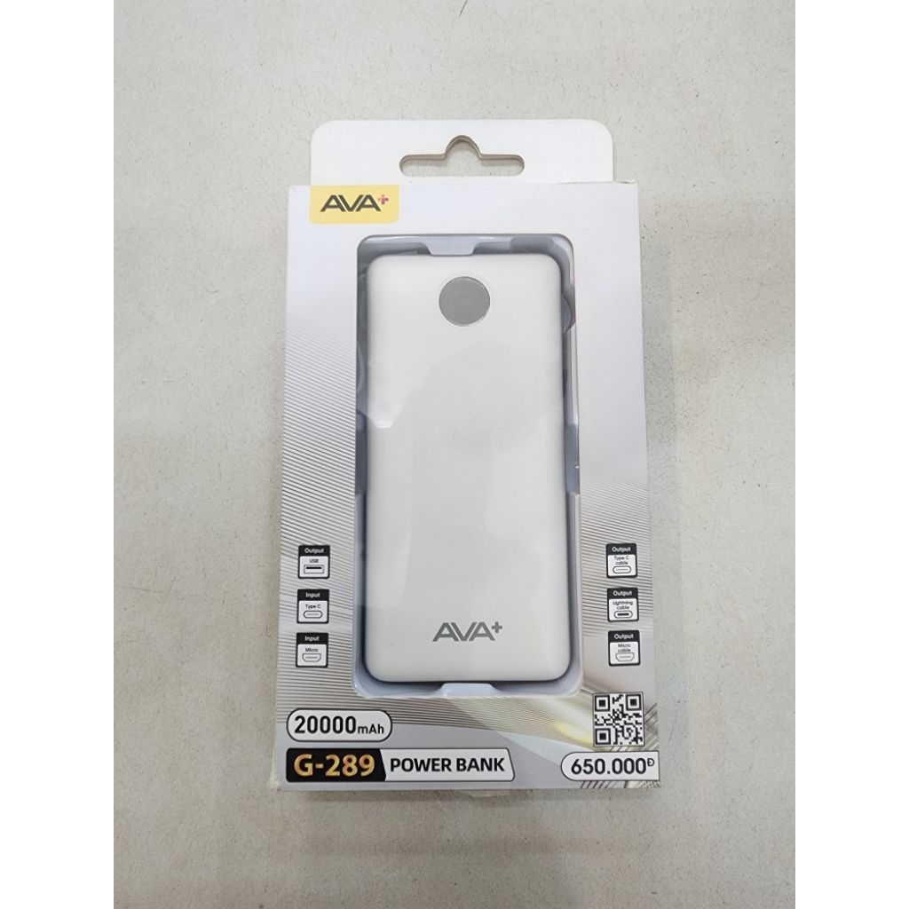 Pin sạc dự phòng Polymer 20000mAh Type C 10.5W AVA+ G-289 kèm Cáp Lightning - Type C - Micro