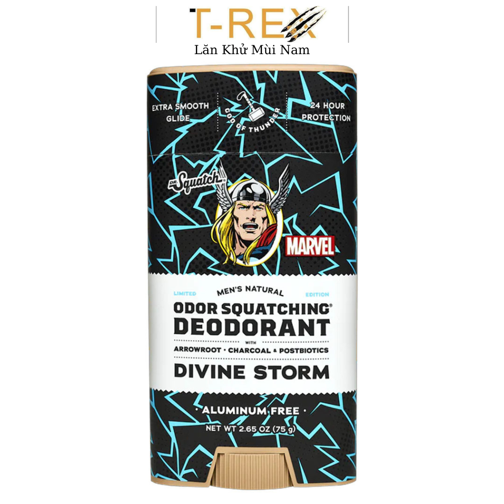 Lăn Khử Mùi Dr. Squatch Thor Marvel Limited Edition Divine Storm Aluminum Free Deodorant 75Gr