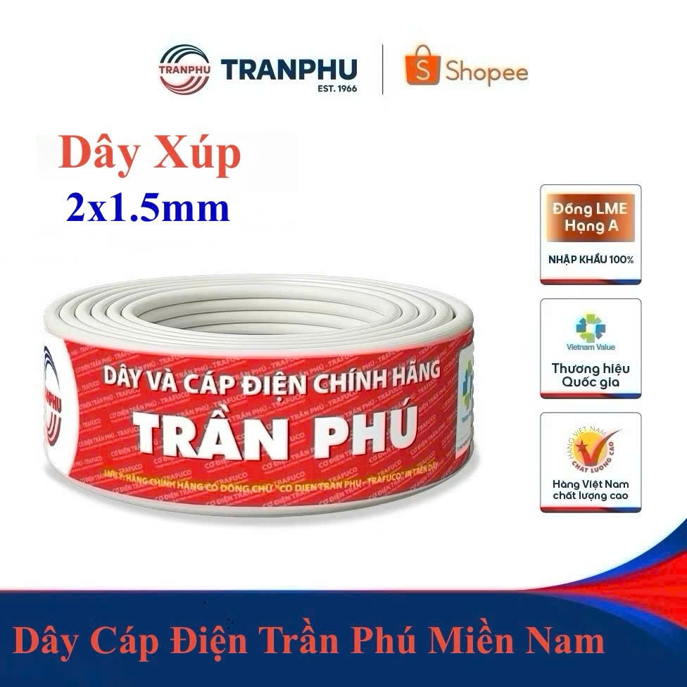 30Met Dây Xúp Đôi 2x1.5 Trần Phú Chính Hãng Trafuco