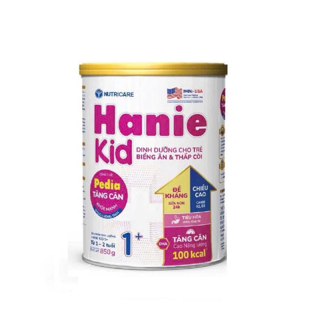 Sữa bột Nutricare Hanie kid 1+ cho trẻ biếng ăn suy dinh dưỡng (850g)