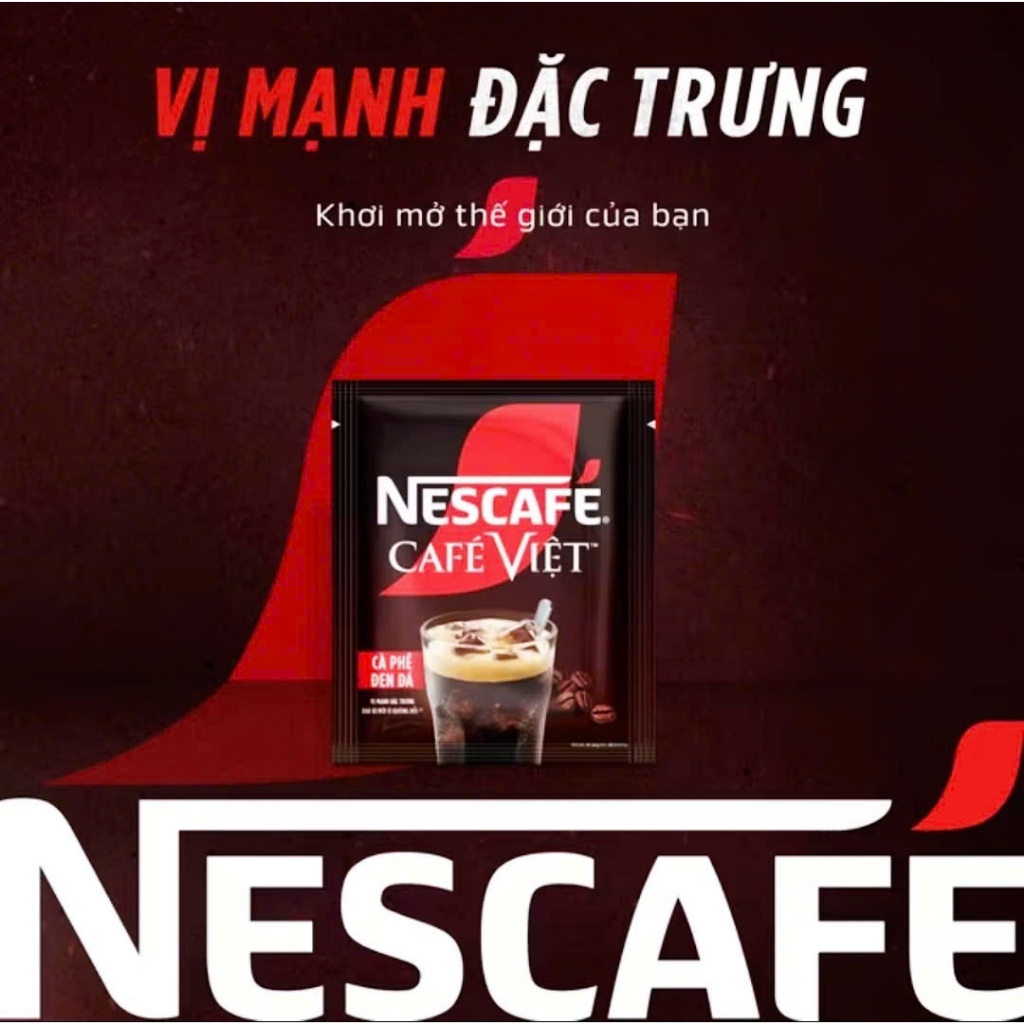 Combo 100 gói X 16g (10 Dây) Nescafe Cà phê Việt - Cà phê Đen Đá đậm đà mạnh mẽ để khởi đầu ngày mới