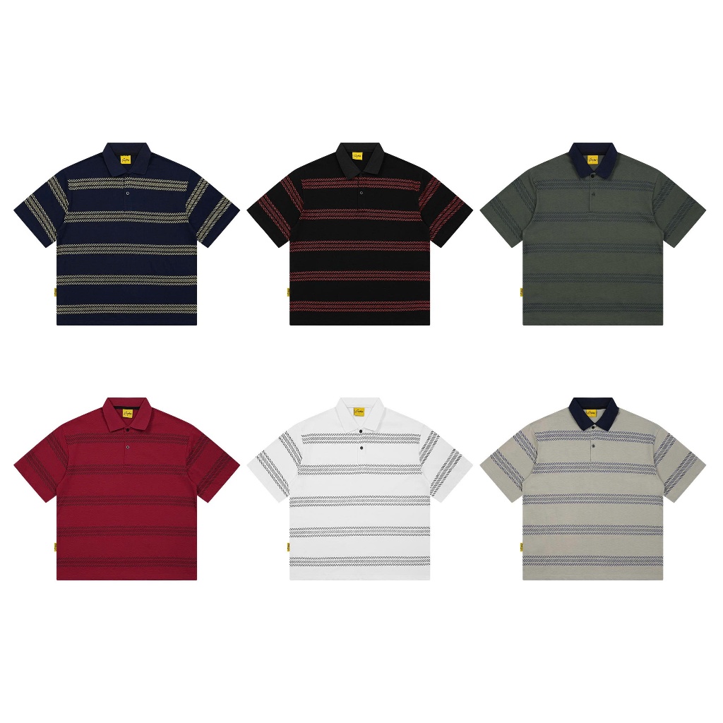 Áo Polo Kẻ CITY SOUL Boxy Cotton Áo Polo Cotton Áo Polo Ngắn Tay Kẻ unisex nam nữ