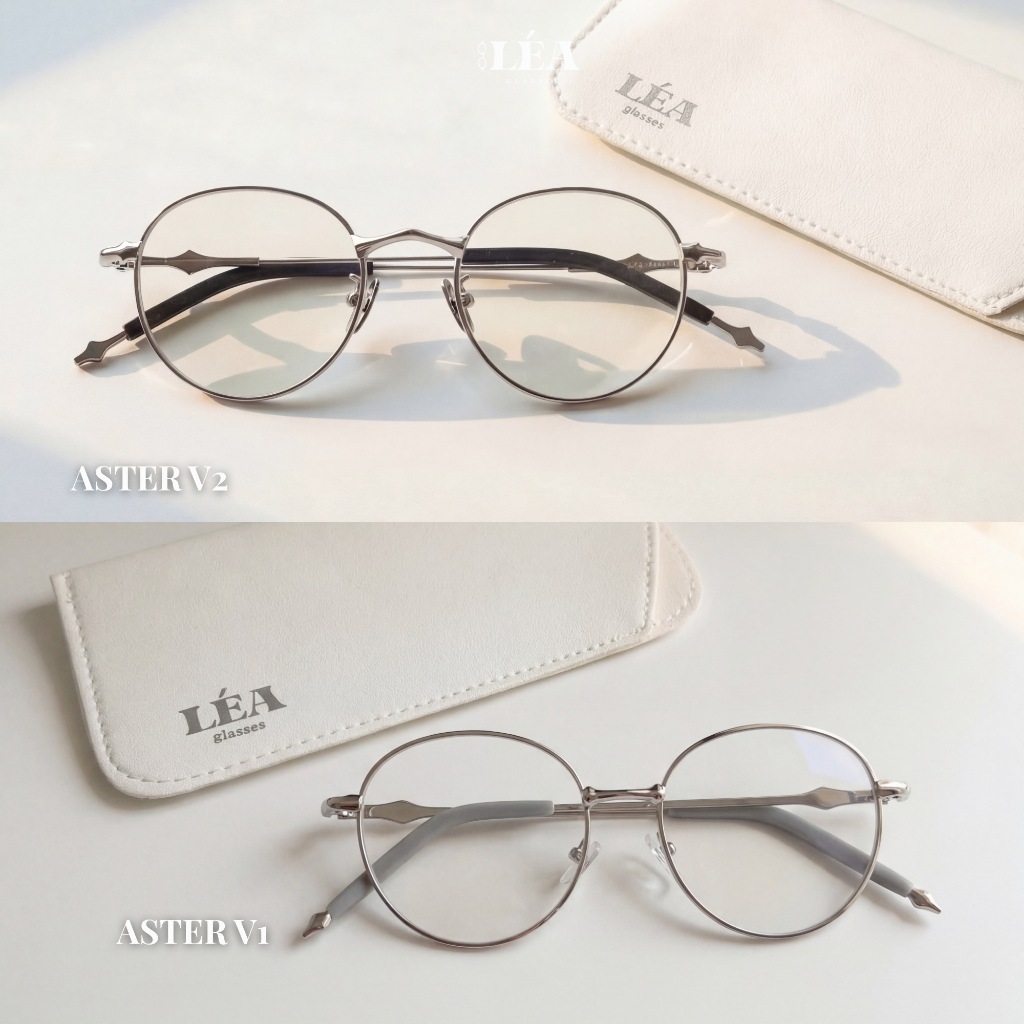 Kính mắt chuyên lắp cận ASTER - LÉAGLASSES Tròn Oval kim loại cao cấp thanh mảnh êm ái | BigBuy360 - bigbuy360.vn