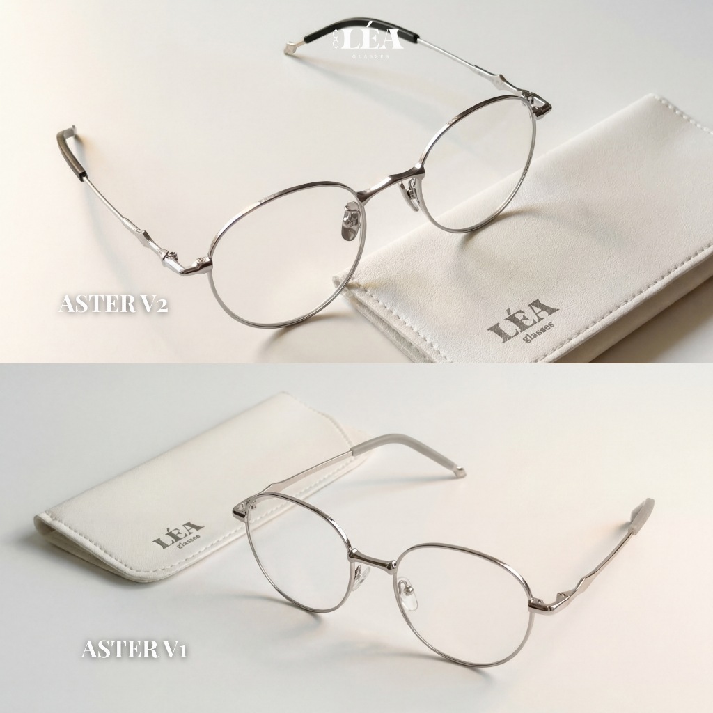 Kính mắt chuyên lắp cận ASTER - LÉAGLASSES Tròn Oval kim loại cao cấp thanh mảnh êm ái | BigBuy360 - bigbuy360.vn