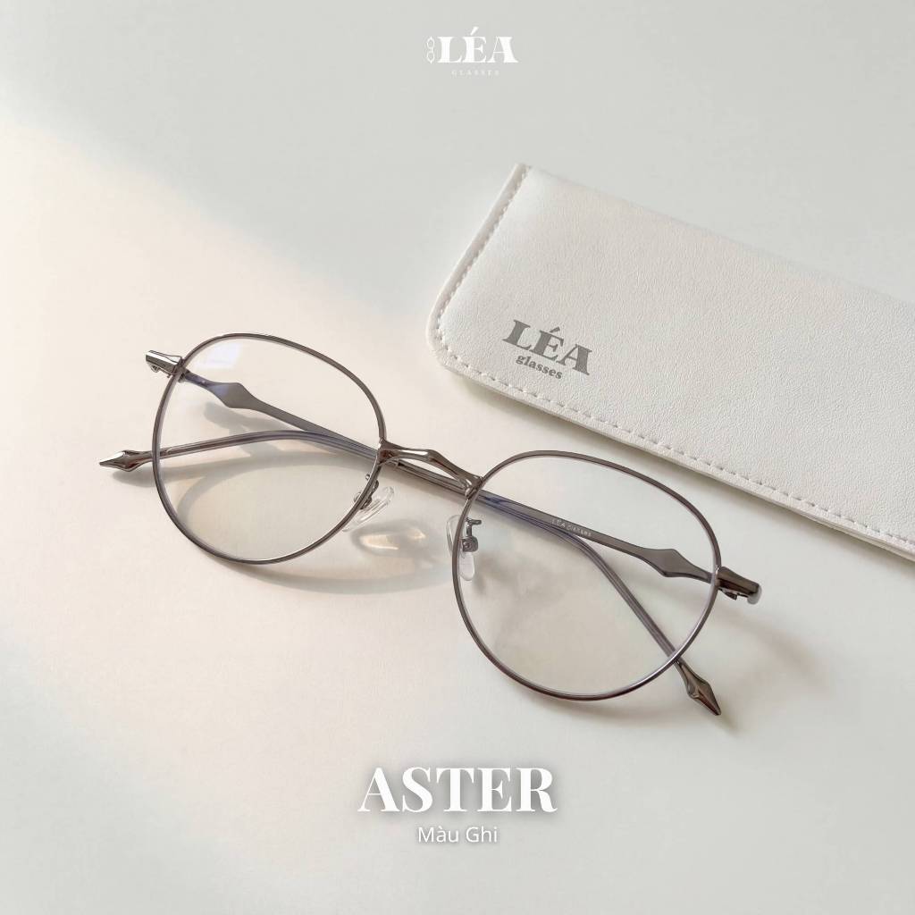 Kính mắt chuyên lắp cận ASTER - LÉAGLASSES Tròn Oval kim loại cao cấp thanh mảnh êm ái | BigBuy360 - bigbuy360.vn