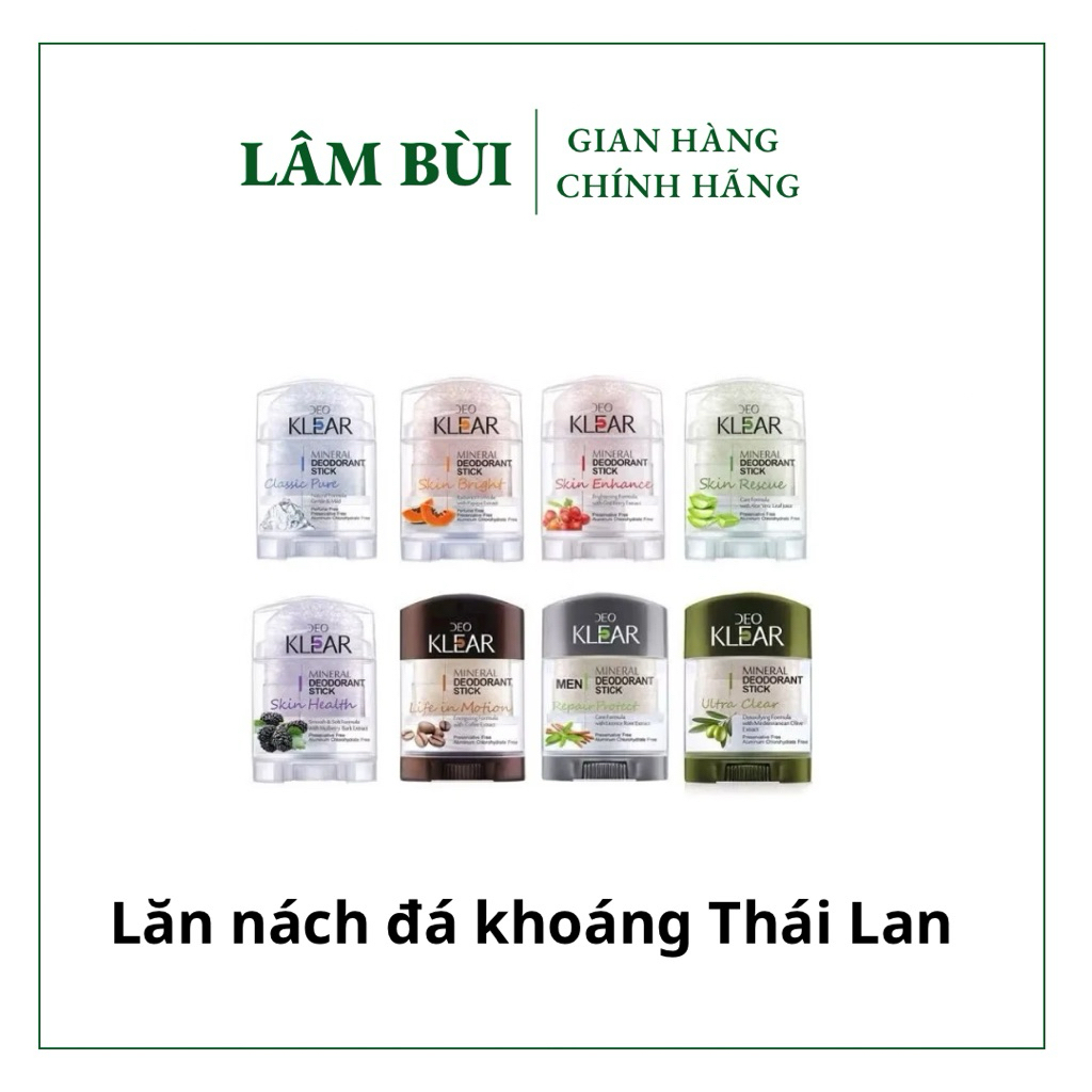 [Chính hãng ] Lăn Nách Đá Khoáng DEO KLEAR 70g Thái Lan Ngăn Mùi Không Ố Vàng |Lâm Bùi Cosmetics