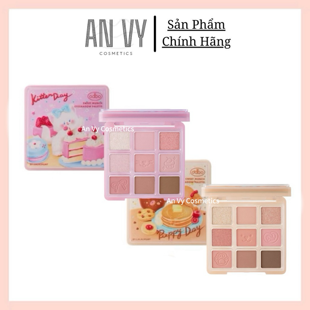 Bảng phấn mắt 9 ô Odbo Kitten Day & Puppy Day Sweet Munch Eyeshadow Palette / bảng mắt odbo mèo & cú