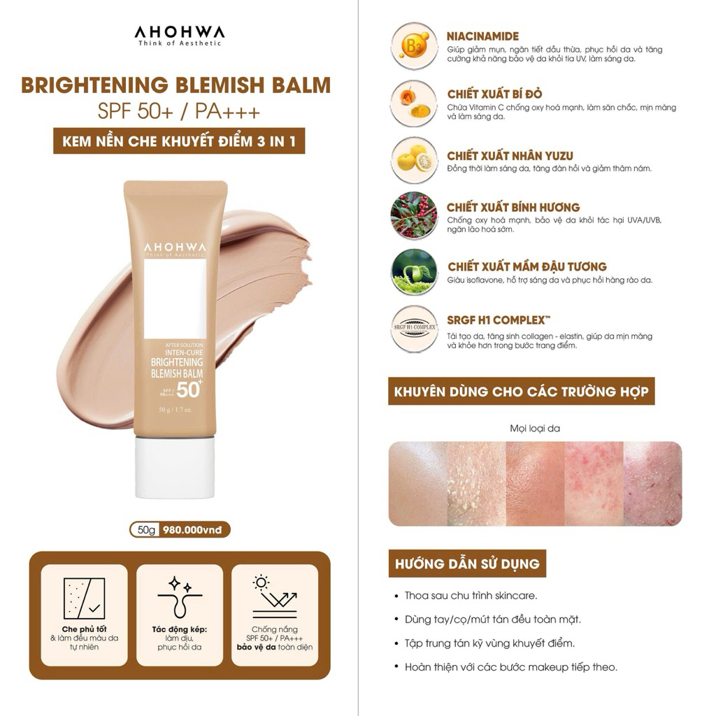 JKBIT- Ahohwa Kem nền dưỡng da chống nắng sfp50+ (50ml)