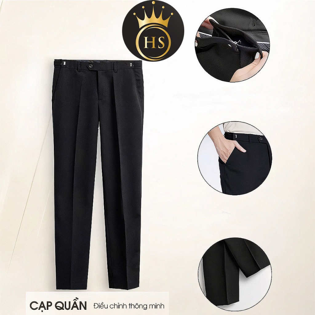 Quần Âu nam Sidetab chỉnh eo dáng baggy ống xuông Hàn Quốc co giãn HS HOÀNG SỰ…