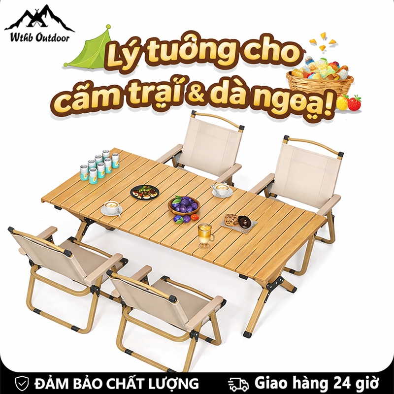 WTHB Outdoor Bàn gấp gọn camping, Siêu bền & Chịu nhiệt & Kháng ăn mòn - Lý Tưởng cho dã ngoại, cắm 