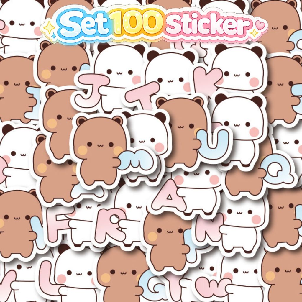 Set sticker gấu chữ cái cute Kawaii Sticker ABC dễ thương trang trí sổ, điện thoại