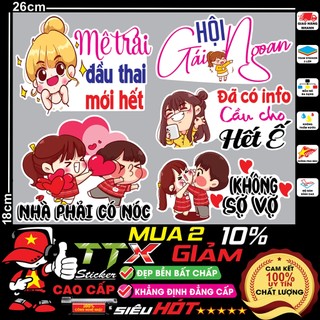 tem dán xe icon logo sticker trái tim ok cute dễ thương - nhãn dán xe chống nước co giãn dính tốt đẹp bền hết ý