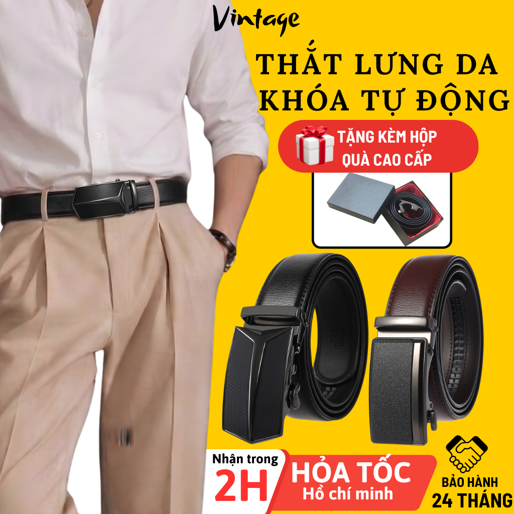 Thắt lưng nam cao cấp, Dây nịt nam da bò thật  thời trang  dễ phối đồ - Kèm hộp sang trọng