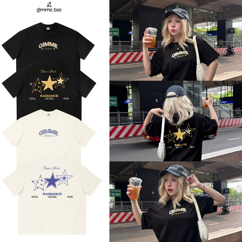 [Hàng Mới] Áo Thun Boxy Gimme - STAR - Premium 100% Cotton 2 Chiều 250gsm - Áo Thun Unisex - GMBX43
