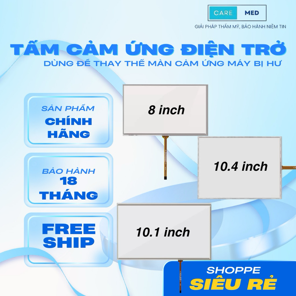 Tấm Cảm Ứng Điện Trở 8 Inch/ 10.1 Inch / 10.4 InchThay Thế Màn Hình Máy Chăm Sóc Da AQua 10in1, Máy 