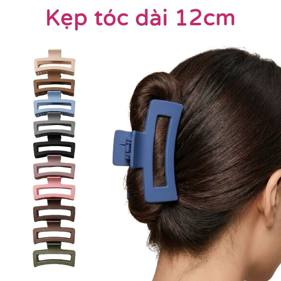 Kẹp tóc nữ vuông 12cm phong cách Hàn Quốc cao cấp bề mặt lì giữ tóc chắc gọn N125.