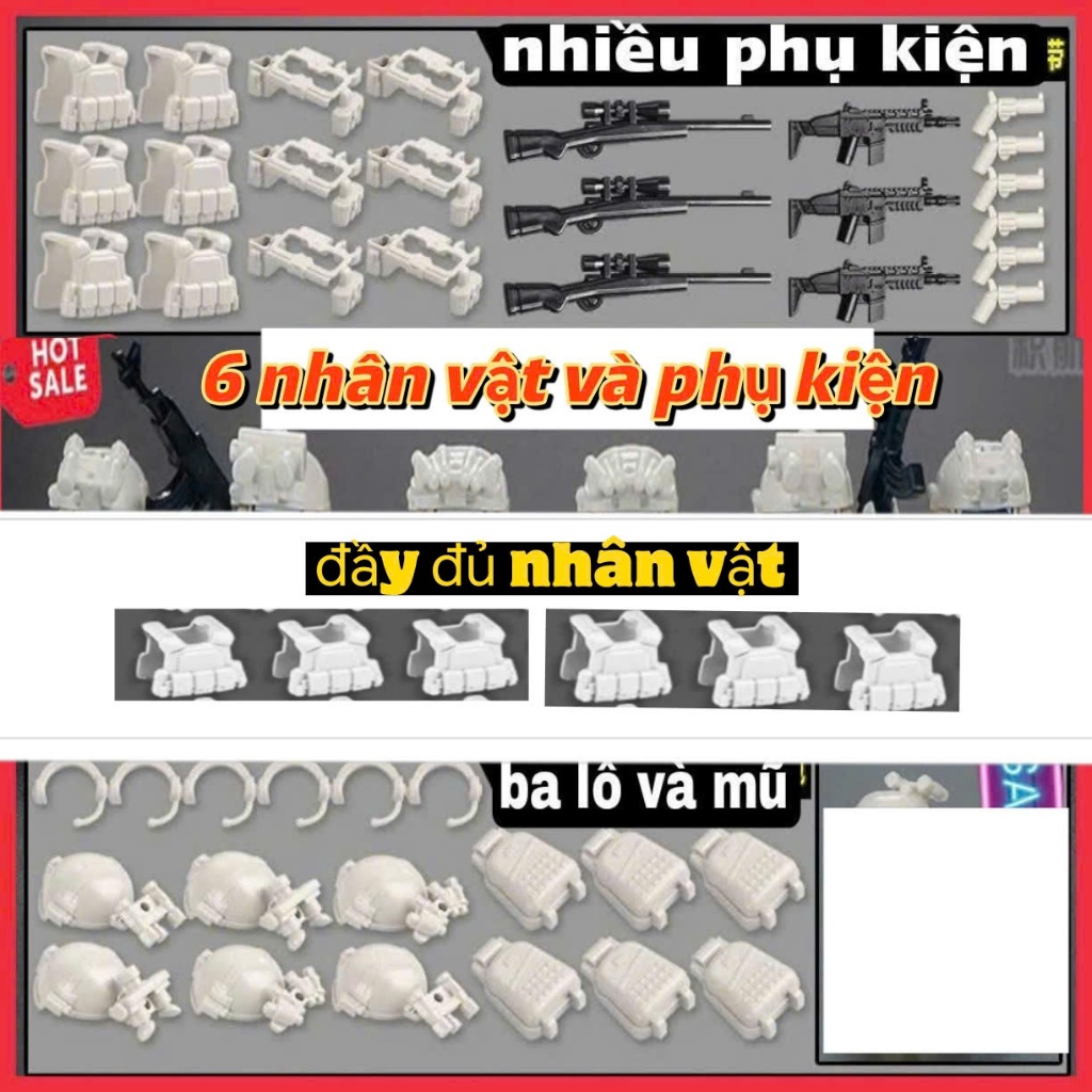 Mô hình lắp ráp Bộ Đồ Chơi 6 Nhân Vật  Lính , Mô Hình  Mini Chiến Binh Chiến Đấu minifigures f8