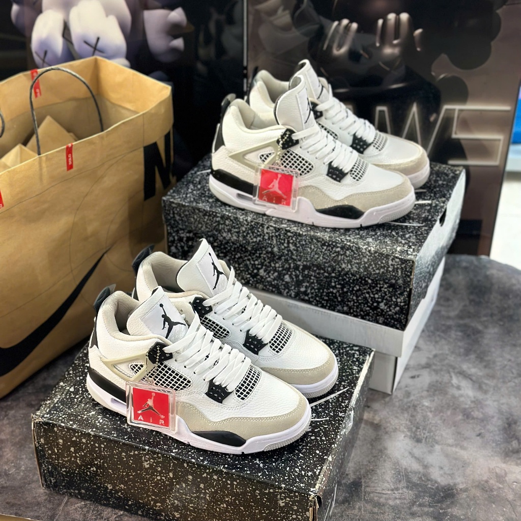 [ TẶNG HỘP BẢO VỆ ] Giày thể thao JD4 Retro Military Black, Giày thể thao JD4 Retro Trắng đen