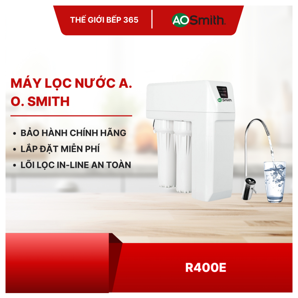 Máy Lọc Nước RO A. O. Smith (aosmith) R400E – Công Nghệ RO Side Stream, 7 Cấp Lọc, Không Bình Chứa