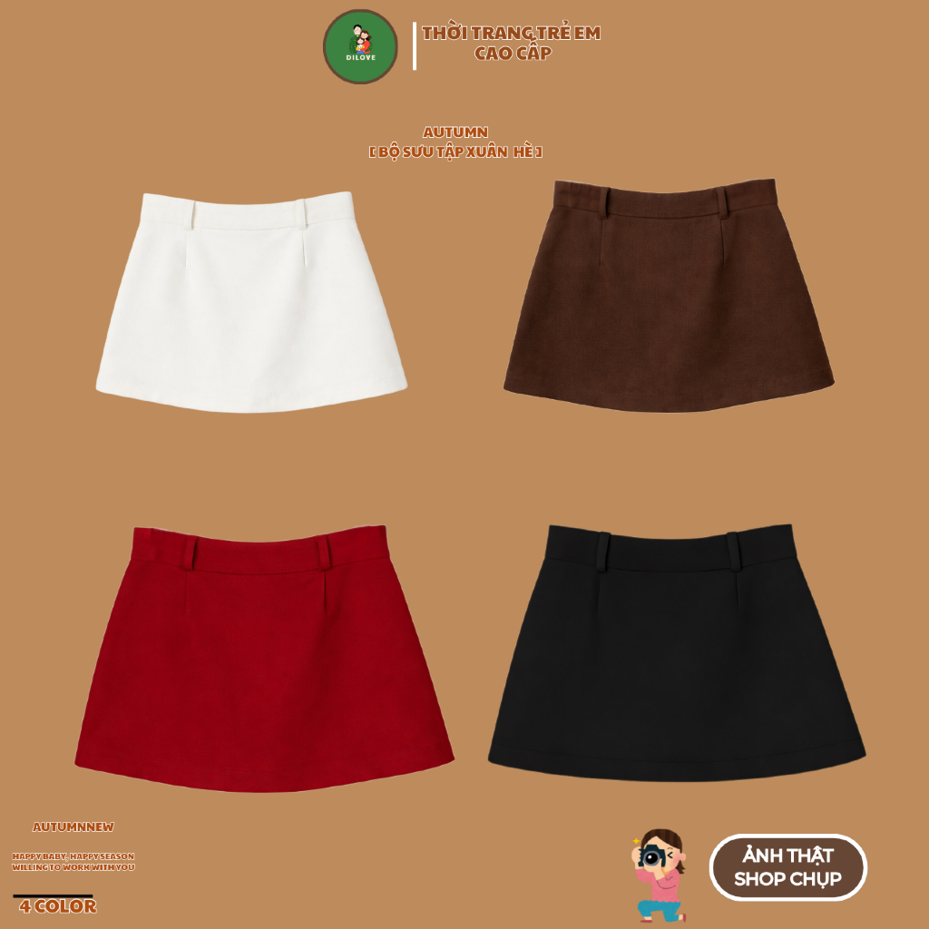 Chân Váy Kaki Xếp Ly Bé Gái DILOVE Từ 8-30kg Dáng Chữ Á Dễ Phối Đồ Phong Cách Hàn Quốc - Mã V79 - Ch