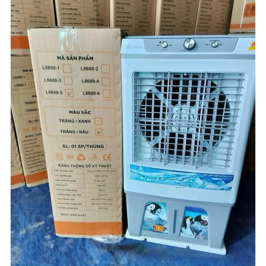 ( tặng đui đèn có hoặc ko ko cần t/báo ) Quạt điều hoà làm mát không khí chính hãng Hakin 80 Lít L86