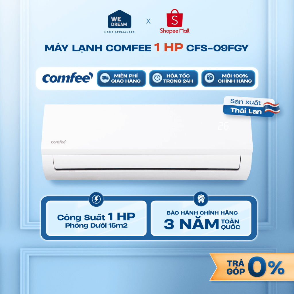 [MIỄN PHÍ GIAO HÀNG] Mới 2026 - CFS-09FGY- Máy Lạnh Comfee Mono 1 HP CFS-09FGY - Hàng Chính Hãng, Mới 100%