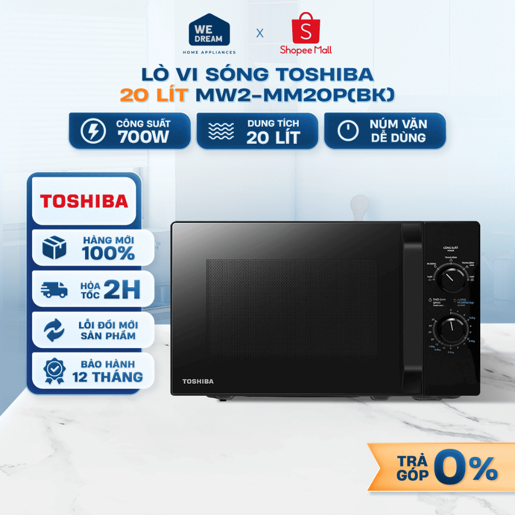 MW2-MM20P(BK) - Lò vi sóng Toshiba 20 lít MW2-MM20P(BK) - Hàng Chính Hãng, Mới 100%