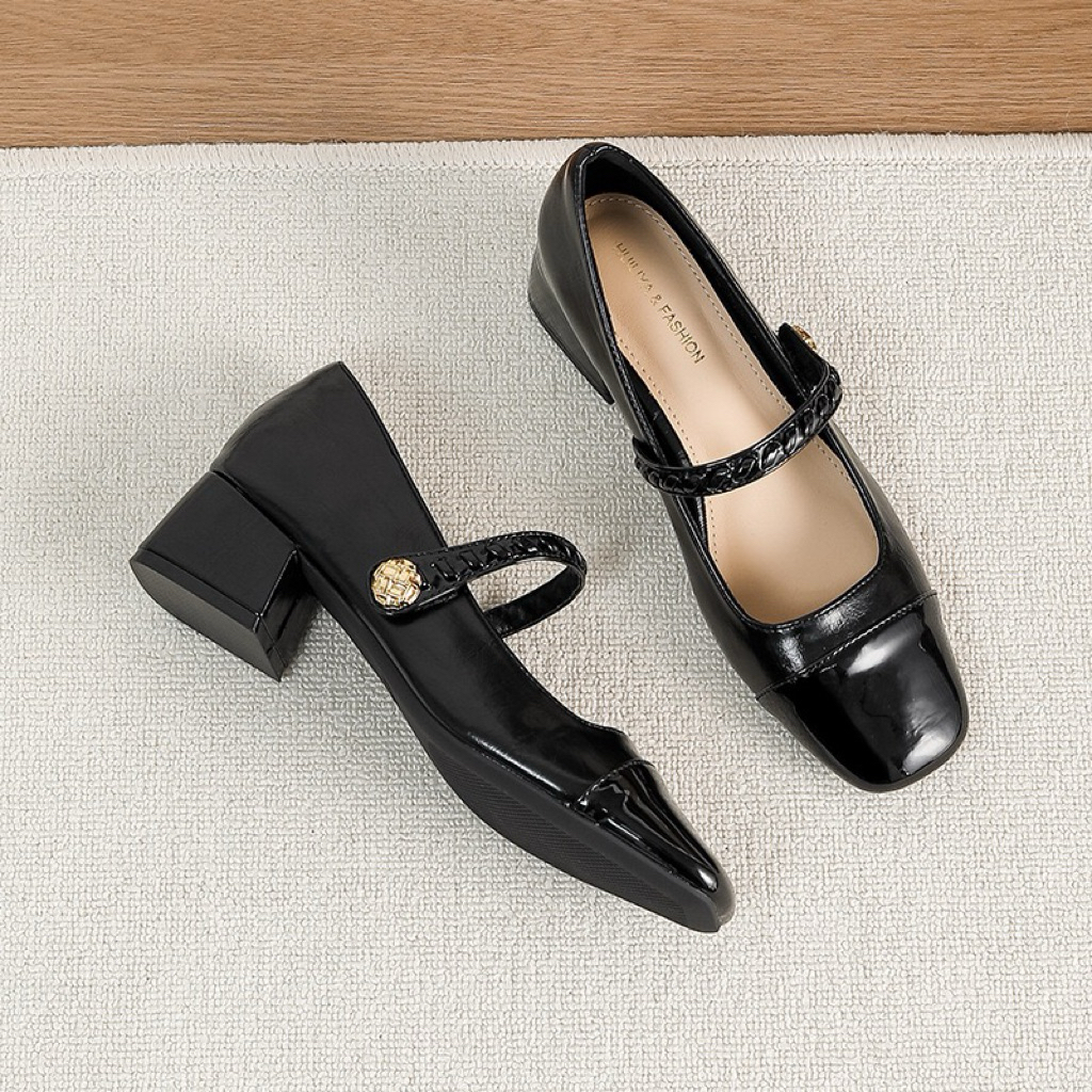 {Có size 40} Giày búp bê nữ 5p, giày Mary Jane 5cm, giày gót vuông nữ gót 5p chất êm mềm cao cấp W80