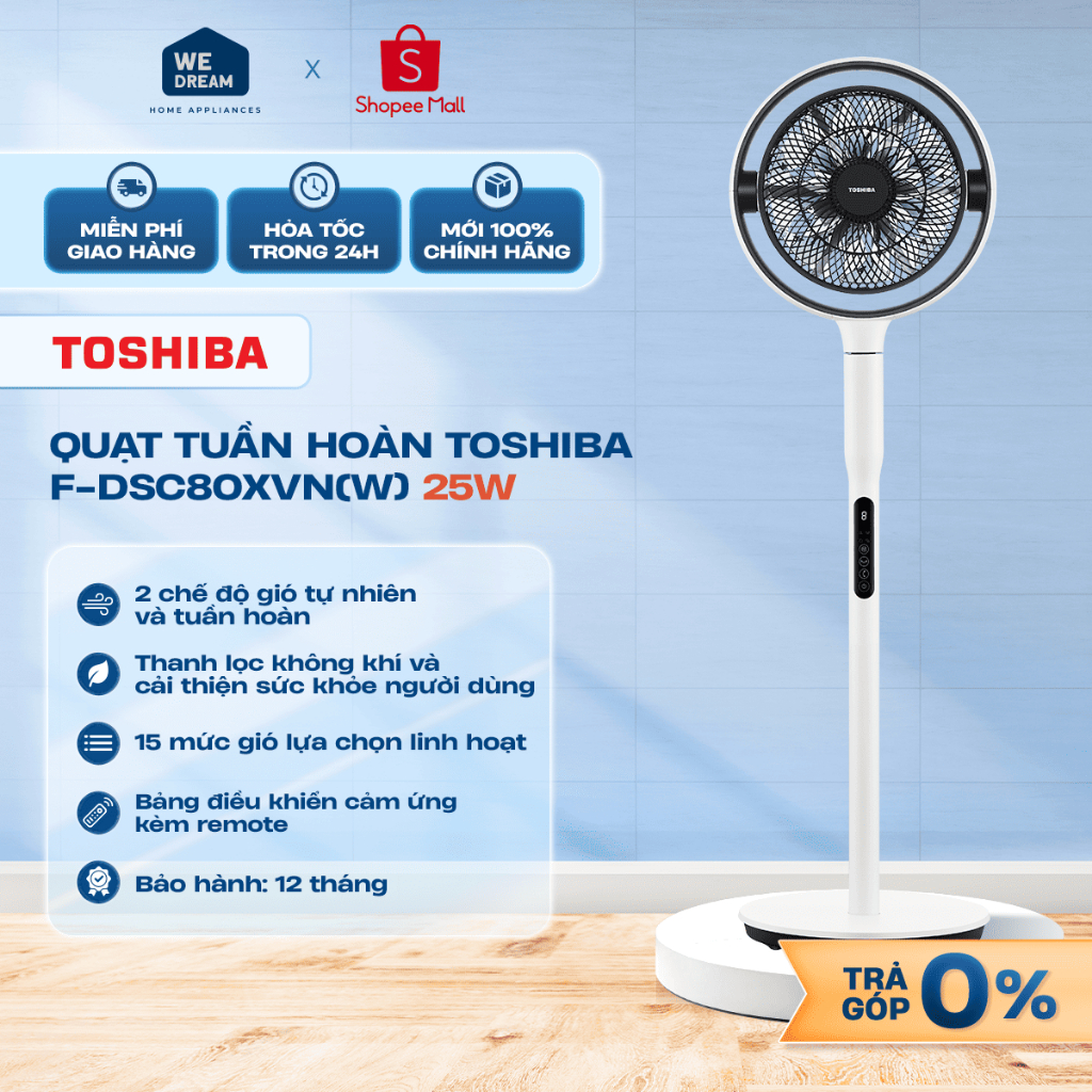 F-DSC80XVN(W) - Quạt tuần hoàn Toshiba F-DSC80XVN(W) 25W - Hàng Chính Hãng, Mới 100%