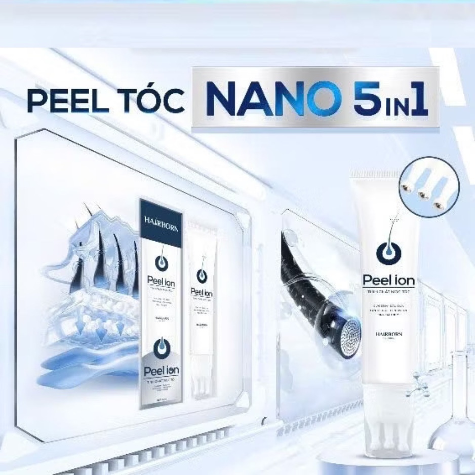 Lăn Mọc Tóc Mocha Hairborn , Tinh Chất Mọc Tóc Công Nghệ Ion Nano 2 chiều , Peel Ion Hairborn 60ml [