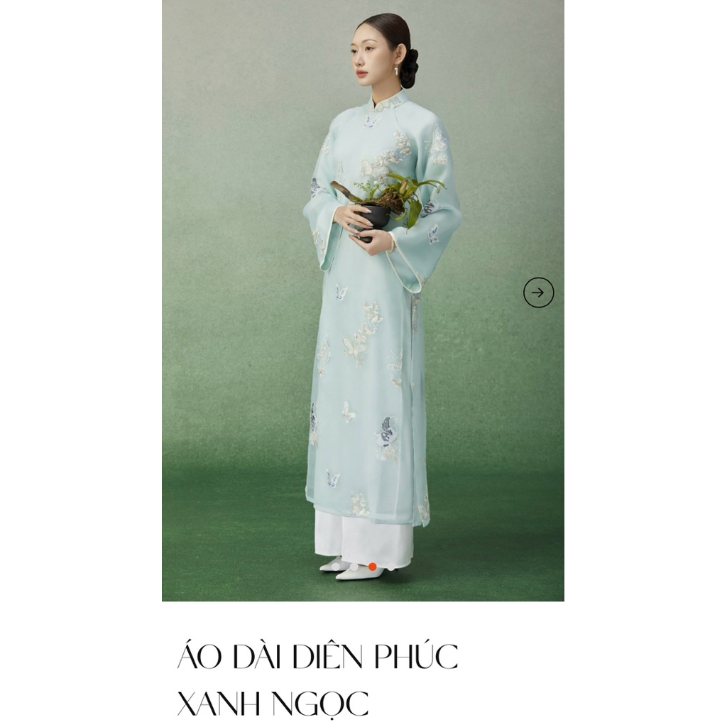 Thanh lý áo dài Diên Phúc Edini xanh ngọc new full tag