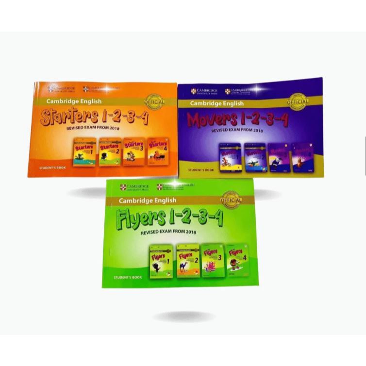 Cambridge: Starters, Movers, Flyers in gộp 1 2 3 4 khổ ngang - In màu - Có đáp án, có file nghe