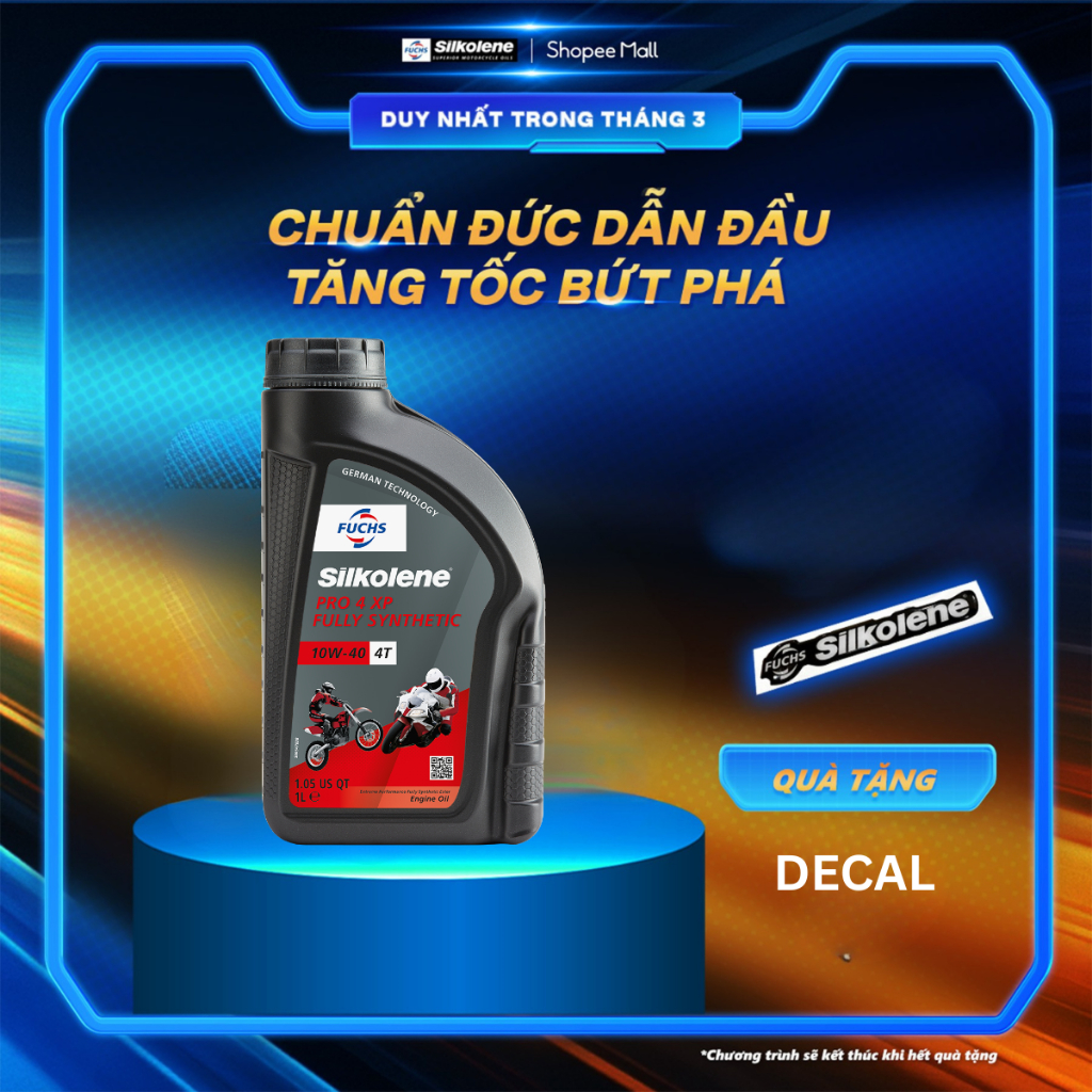 Dầu động cơ FUCHS SILKOLENE PRO 4 SAE 10W-40 XP 4 thì gốc ester, tổng hợp hoàn toàn, hiệu suất cực cao dung tích 1L