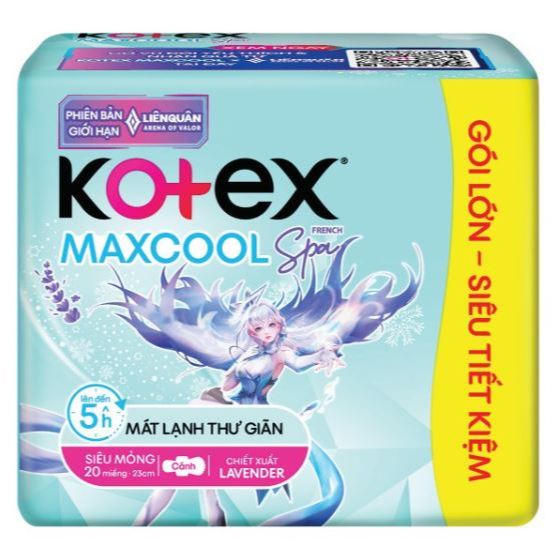 Băng Vệ Sinh Kotex Max Cool Siêu Mỏng Cánh Dài 23Cm Gói 20 Miếng