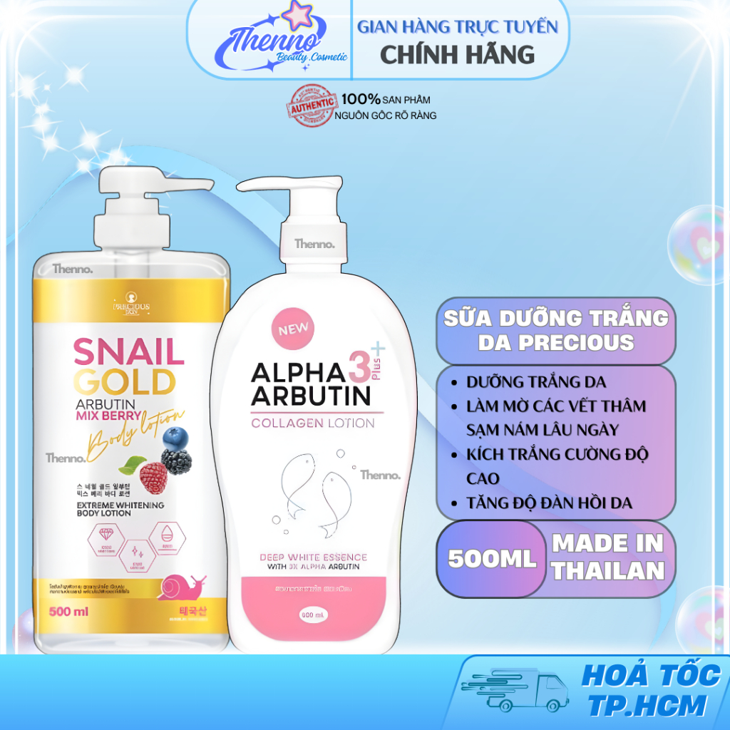 Sữa Dưỡng Thể Precious Skin Snail Gold Arbutin Mix Berry Body Lotion Dưỡng Ẩm Làm Trắng Da 500ml