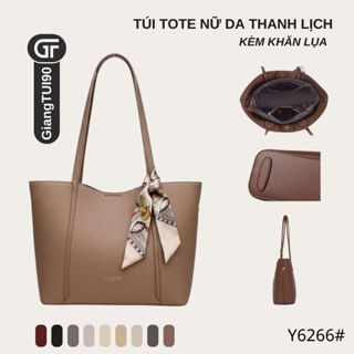 Y6266# Túi Tote Nữ Da Thanh Lịch – Túi Xách Nữ Công Sở Đeo Vai Đi Làm Đi Học Kèm Khăn Lụa | GiangTUI90