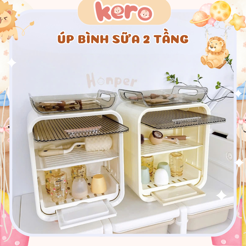 Tủ đựng bình sữa, hộp úp bình sữa cho bé có nắp đậy chống bụi và côn trùng [Keroshop]