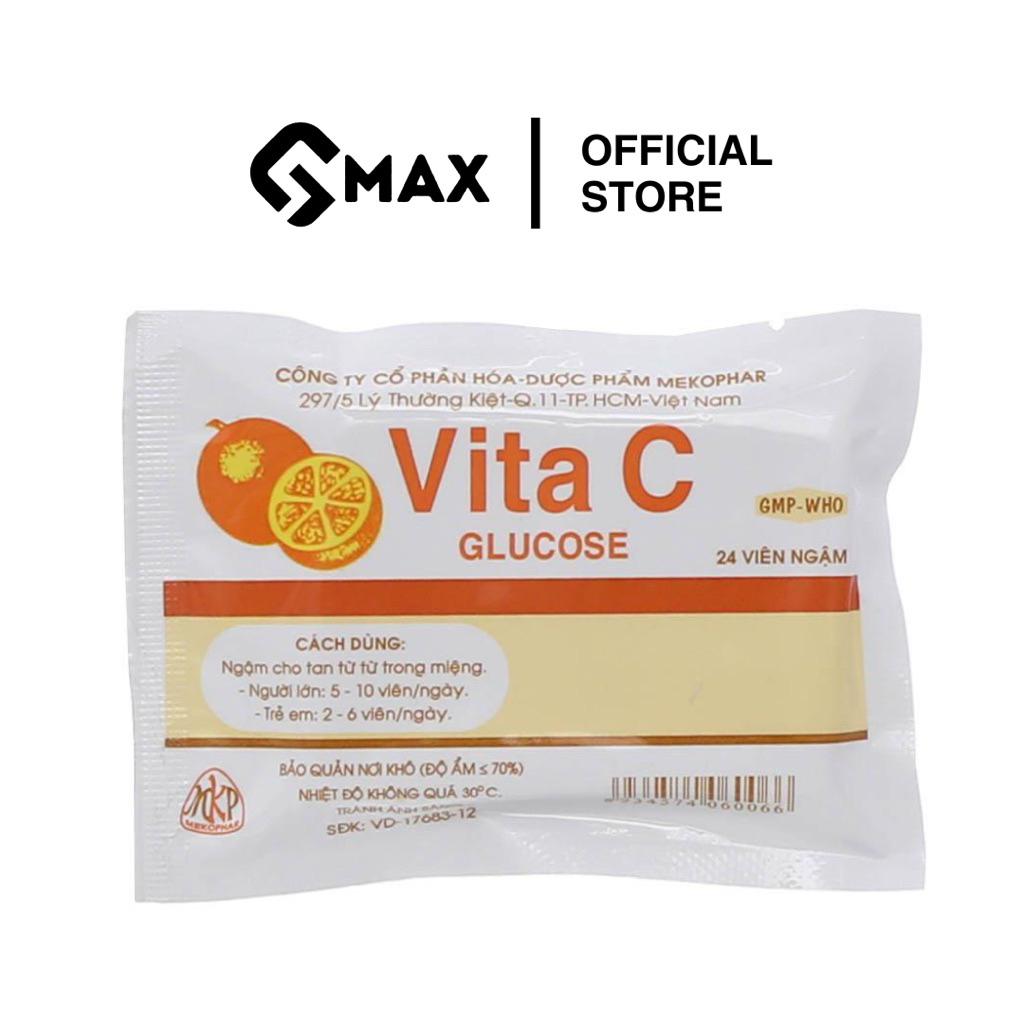 Viên ngậm Vita C Glucose Mekophar bổ sung Vitamin C ( 1 Túi nhôm x 24 viên)