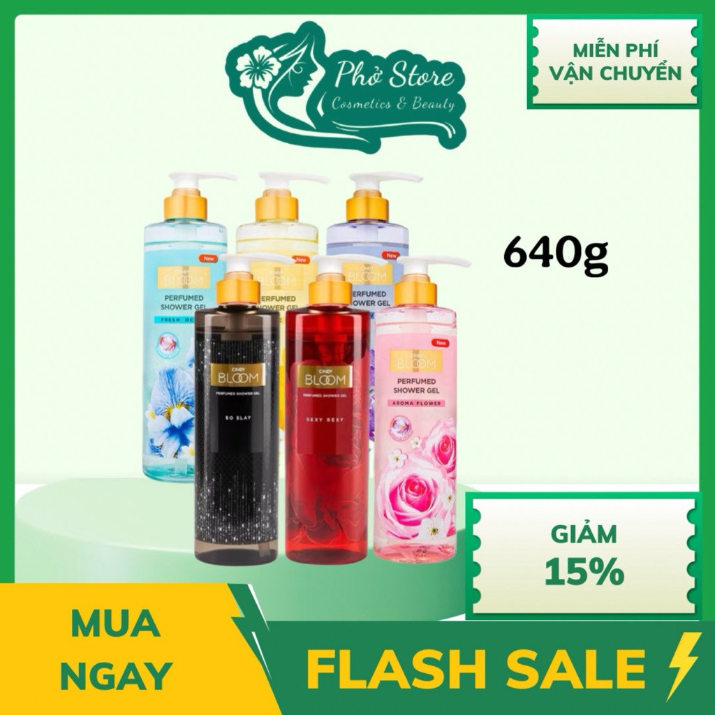 Sữa Tắm Nước Hoa CINDY BLOOM Hương Thơm Ngọt Ngào, Nữ Tính, Làm Sạch Dịu Nhẹ Chai 640g