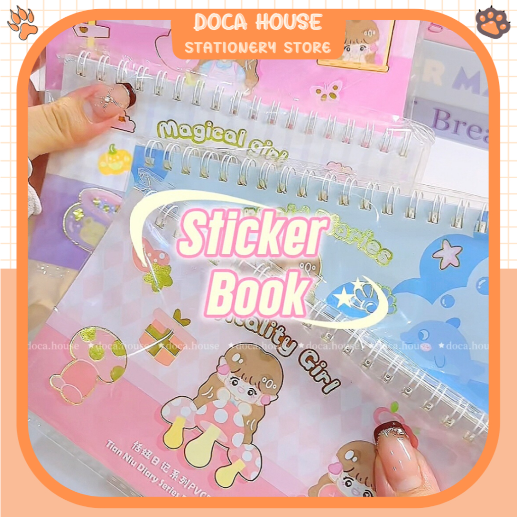 [Mua 2 còn 45K] Sổ Sticker Lò Xo 20 Trang Nhựa PE Chống Nước Chủ Đề Bé Gái Hoạt Hình Dễ Thương Decor