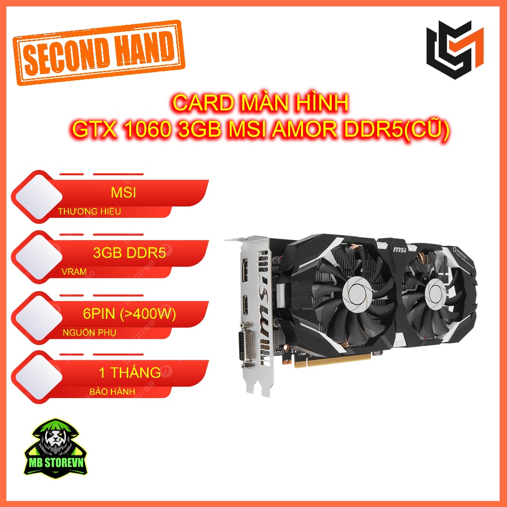 Card màn hình MSI/Palit GTX 1060/1660S 6GB/3GB OC - Cũ Đẹp 95% BH 1 Tháng