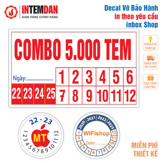 Combo 5.000 Cái Tem Vỡ Bảo Hành VINH LIEN - in Theo Yêu Cầu - Đủ Size - Khổ A4