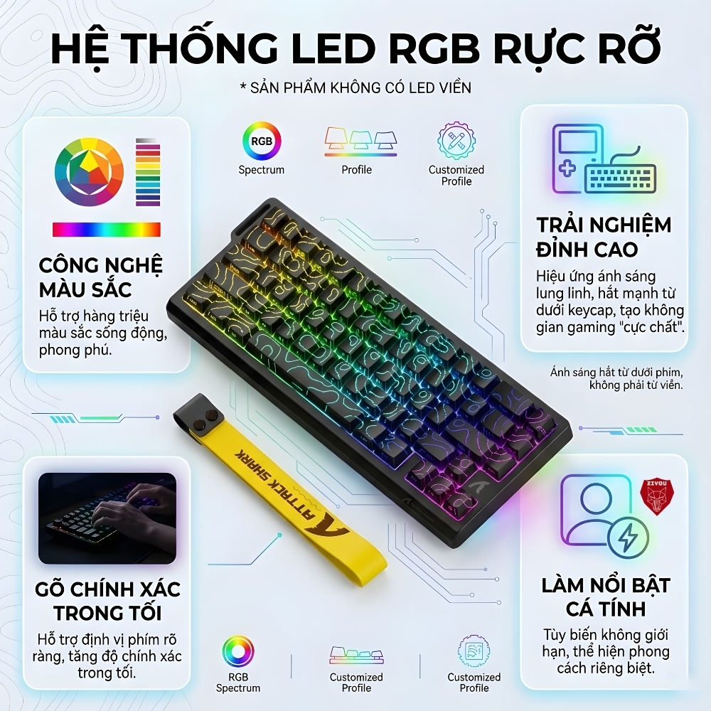 Bàn Phím Cơ Rapid Trigger Ziyou Attack Shark X68 HE LED RGB Cao Cấp Chuyên Game | BigBuy360 - bigbuy360.vn