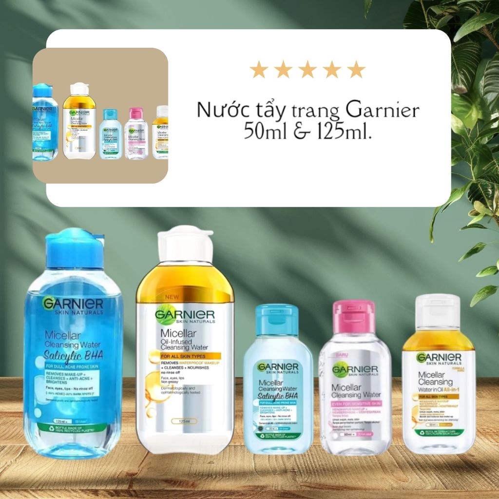 (COMBO 2) Nước tẩy trang Garnier hồng vitamin C sáng da nhạy cảm - Nước tẩy trang Garnier 2 lớp kiềm