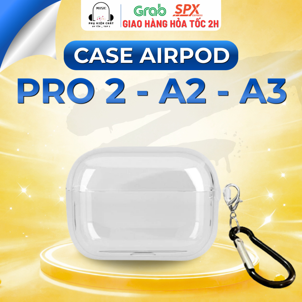 Case AirPods PRO2 AP2 AP3 Trong Suốt TPU, Ốp Bảo Vệ Tai Nghe Chống Sốc, Chống Trầy, Fit Chuẩn