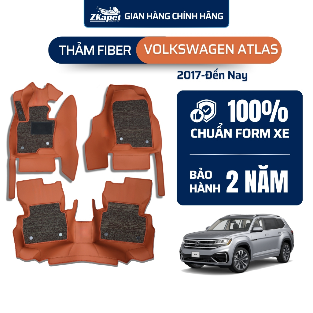 Thảm Lót Sàn Ô Tô Da Fiber Xe Volkswagen Atlas năm 2017-Đến Nay 5 chỗ ZKAPET