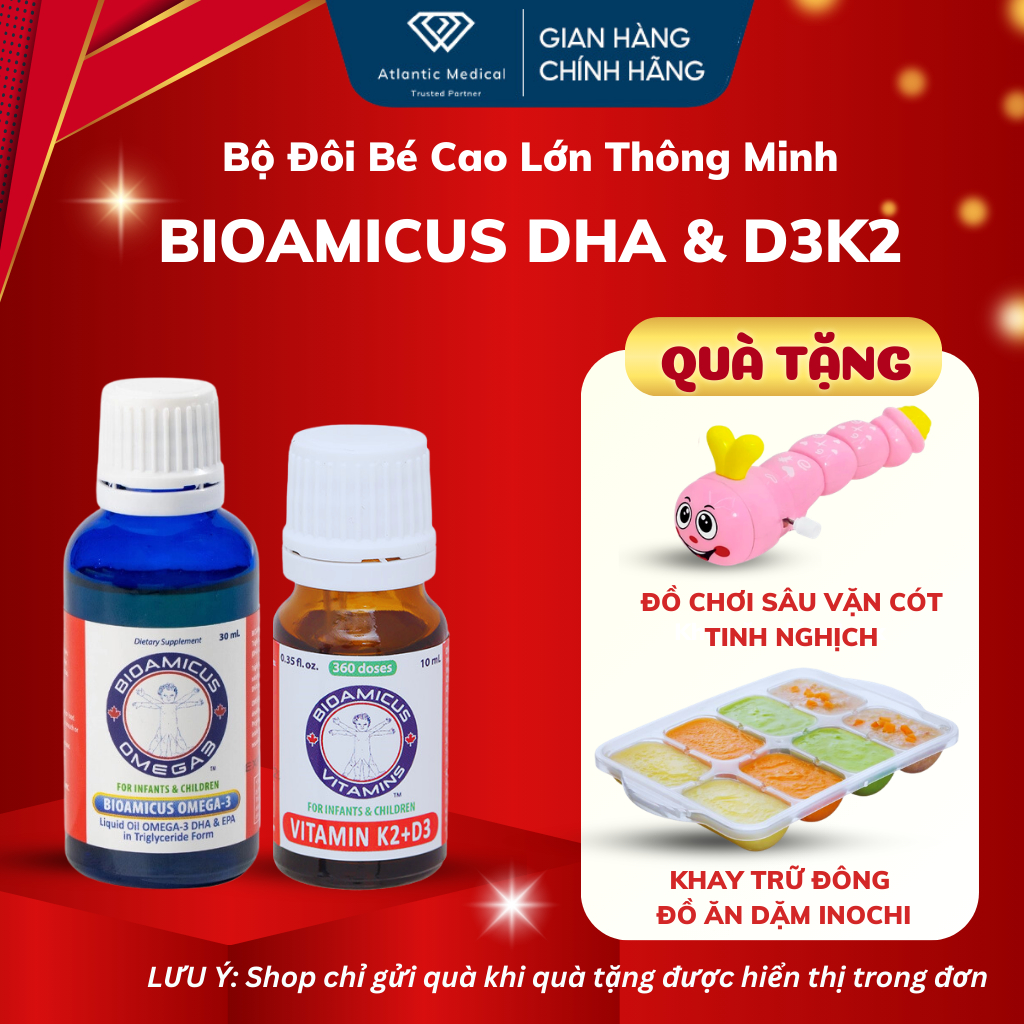 Bộ Đôi Bioamicus Bé Cao Lớn Thông Minh - Bioamicus D3K2 & Bioamicus Omega-3