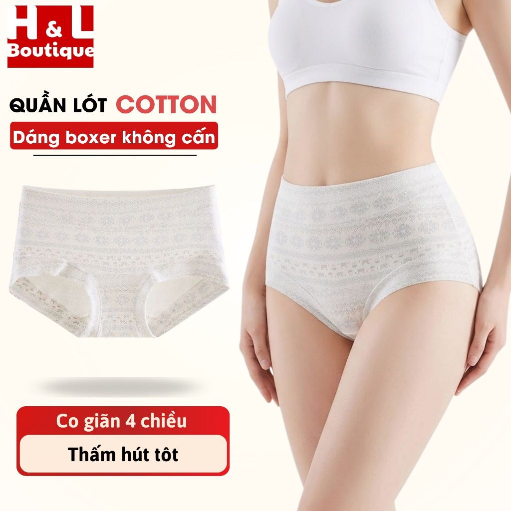 Quần Lót Nữ Cotton In Họa Tiết Bắc Âu - Quần Chip Nữ Dáng Boxer Không Hằn Cấn HL BOUTIQUE L5296