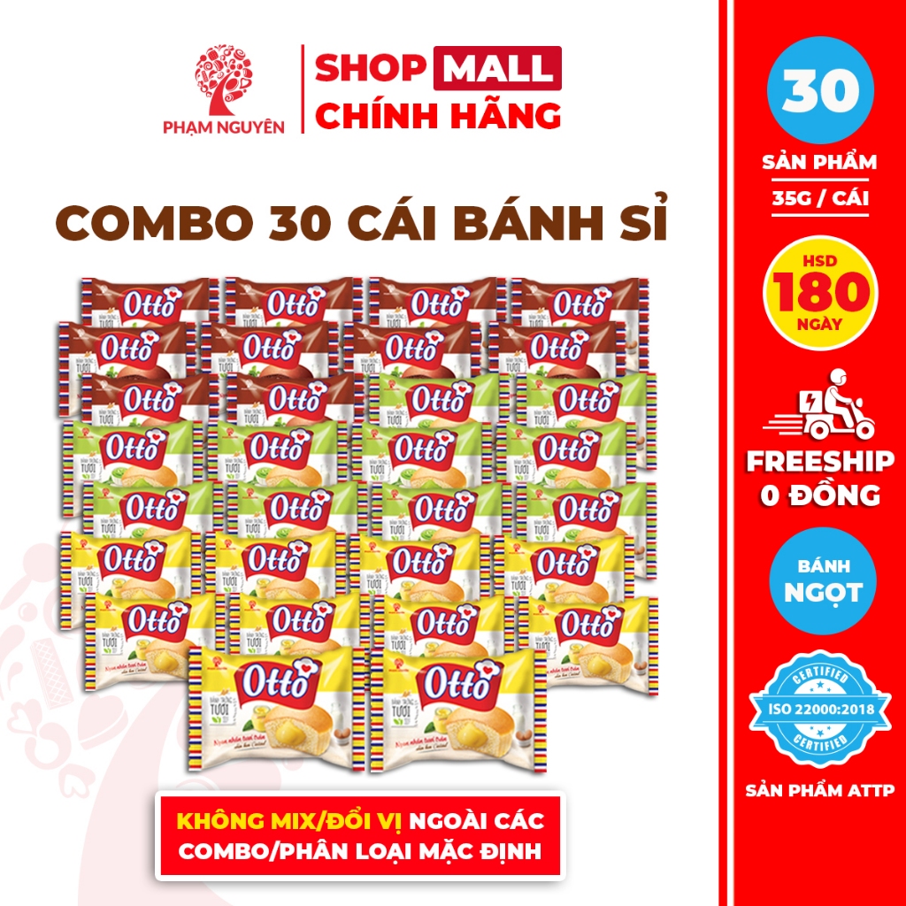 [BÁNH KẸO SỈ] Combo 30 Bánh Trứng Tươi Otto Phạm Nguyên Nhân Kem 35g | Bánh ăn sáng tiện lợi | Đồ ăn vặt