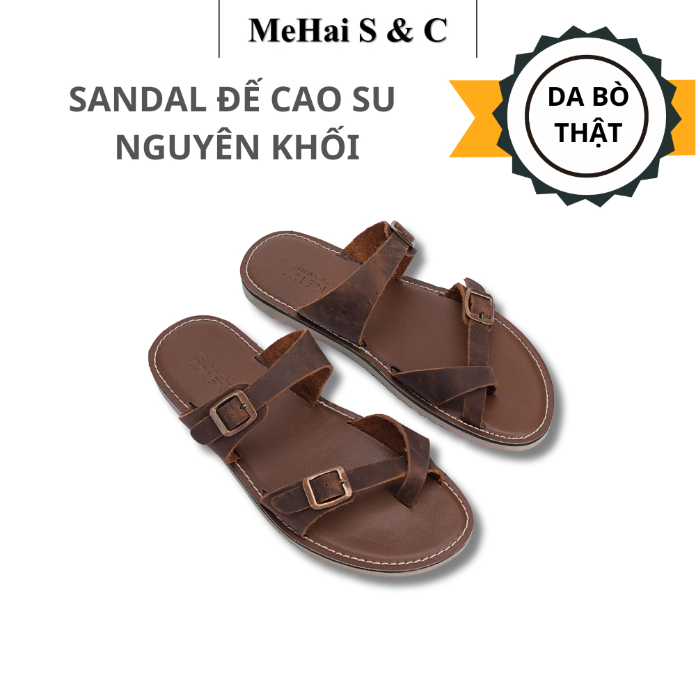MH13 - Dép Nam Nữ Dây Quai Xỏ Ngón Basic Chất Liệu Da Bò Đế Cao Su Nguyên KhốI MeHai S & C